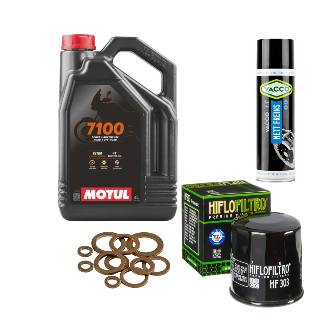 Pack Premium Óleo Motul 7100 4L + HIFLO + Anilha de Cobre + Limpa Travões