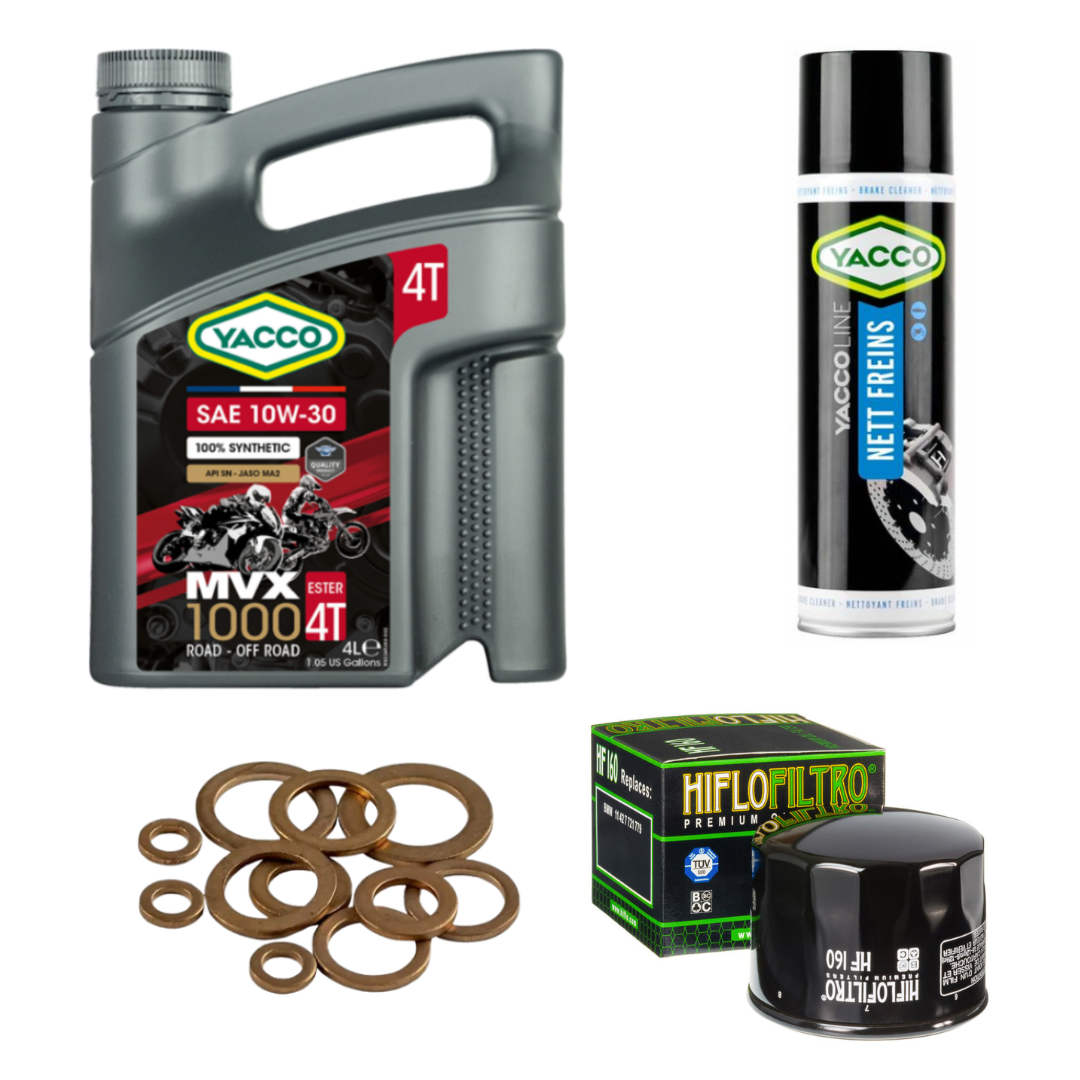 Pack Premium Óleo Yacco MVX1000 4L  + HIFLO  + Anilha de Cobre + Limpa Travões